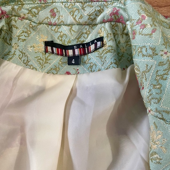 Vintage Light Academia Floral Tapestry Jacket 4 Seafoam Green - Picture 5 of 8